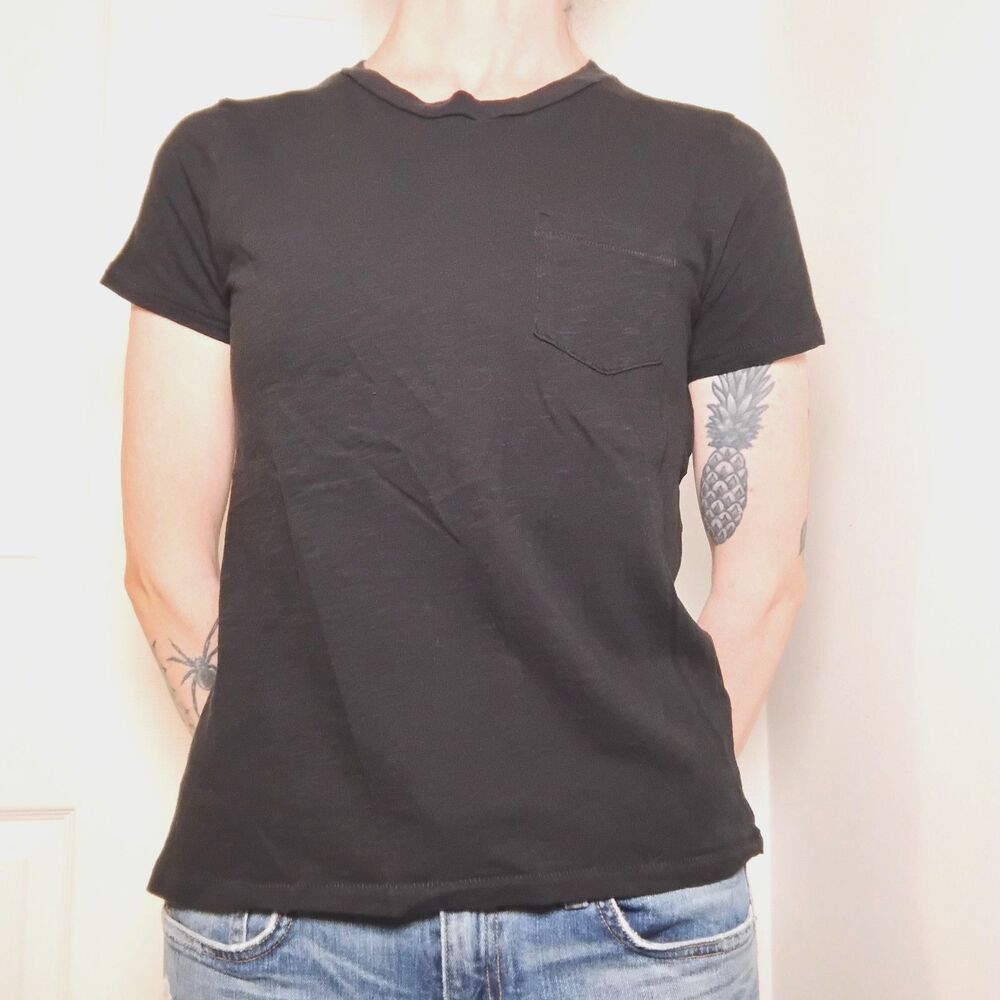 Madewell Whisper Cotton Pocket Tee Size Small Black